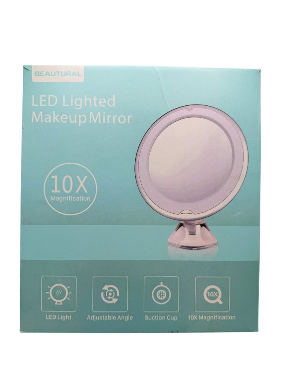 Beautural LED Lighted Makeup Mirror 10X Magnification With Suction Cup & 360°